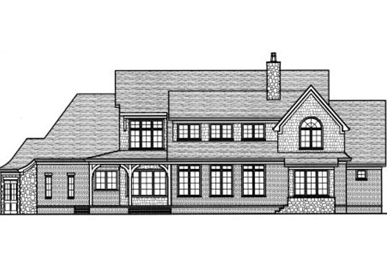 Exterior - Rear Elevation for European House Plan #413-824 - 4 bed, 3.5 bath