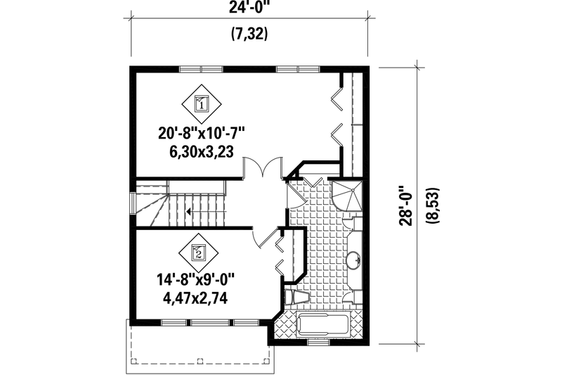 Home Plan - Floor Plan - Upper Floor for Contemporary House Plan #25-4502 - 2 bed, 1 bath