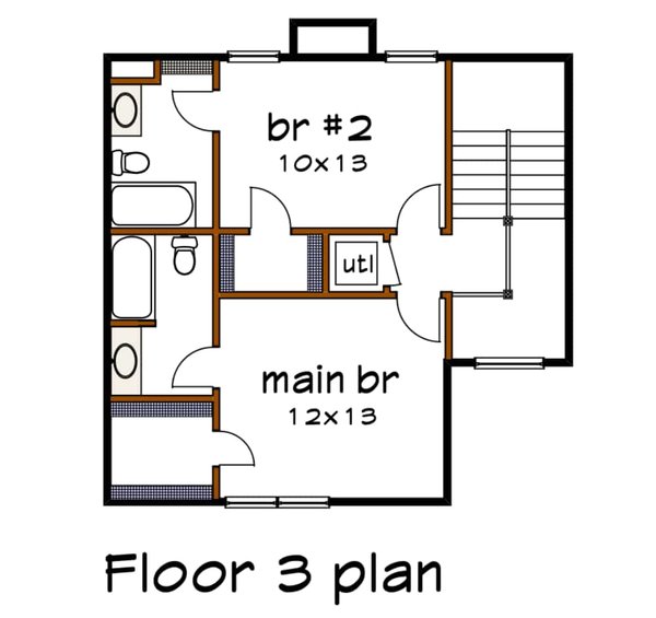 Traditional Floor Plan - Upper Floor Plan #79-145