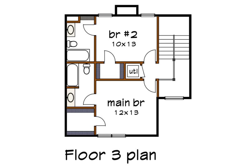 Dream House Plan - Floor Plan - Upper Floor for Traditional House Plan #79-145 - 2 bed, 3 bath