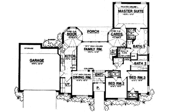 Floor Plan - Main Floor for Traditional House Plan #40-299 - 3 bed, 2 bath
