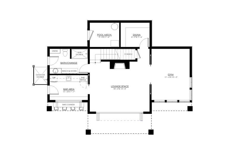 House Blueprint - Floor Plan - Main Floor for Beach House Plan #1114-31 - 1 bed, 1 bath