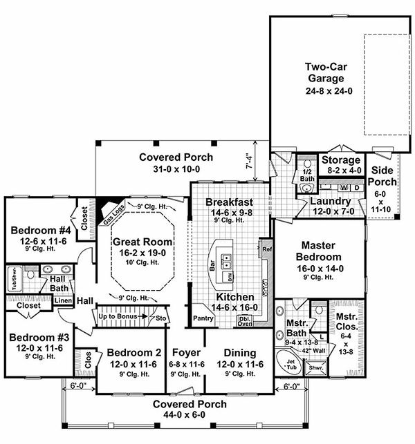 House Plan Design - Country style Plan 21-313 main floor