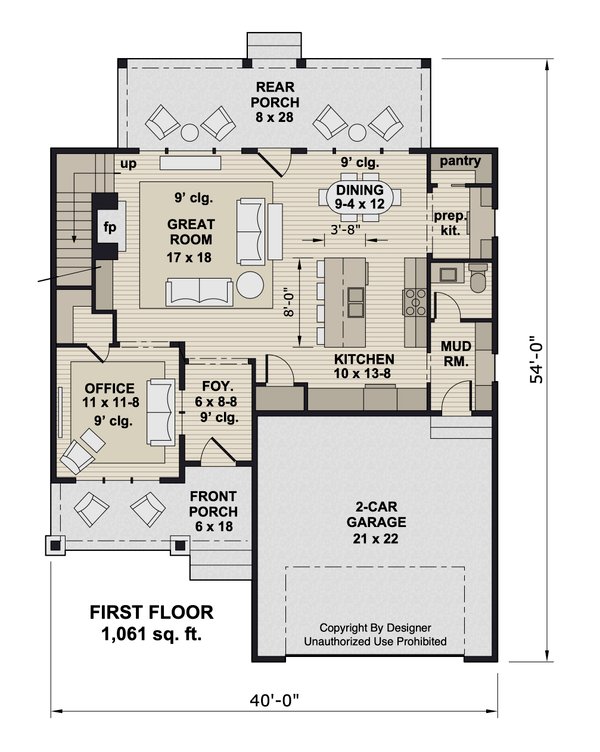 Craftsman Floor Plan - Main Floor Plan #51-1382