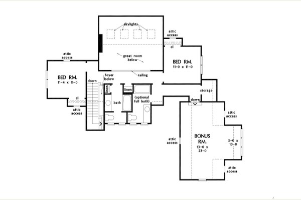 Modern Floor Plan - Upper Floor Plan #929-1174