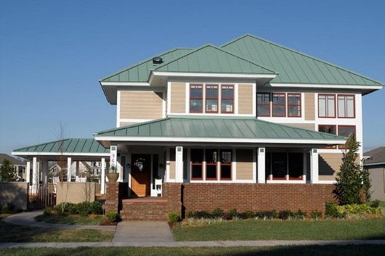 Exterior - Front Elevation for Prairie House Plan #454-6 - 3 bed, 2.5 bath