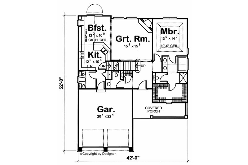 Dream House Plan - Floor Plan - Main Floor for Farmhouse House Plan #20-1407 - 3 bed, 2.5 bath