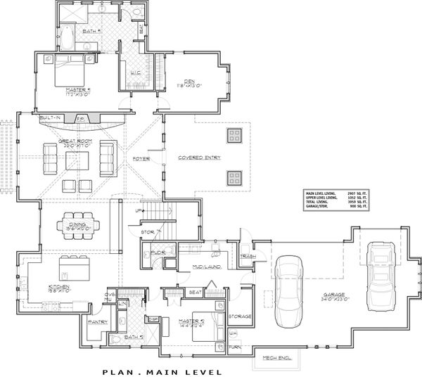 Craftsman Floor Plan - Main Floor Plan #892-16
