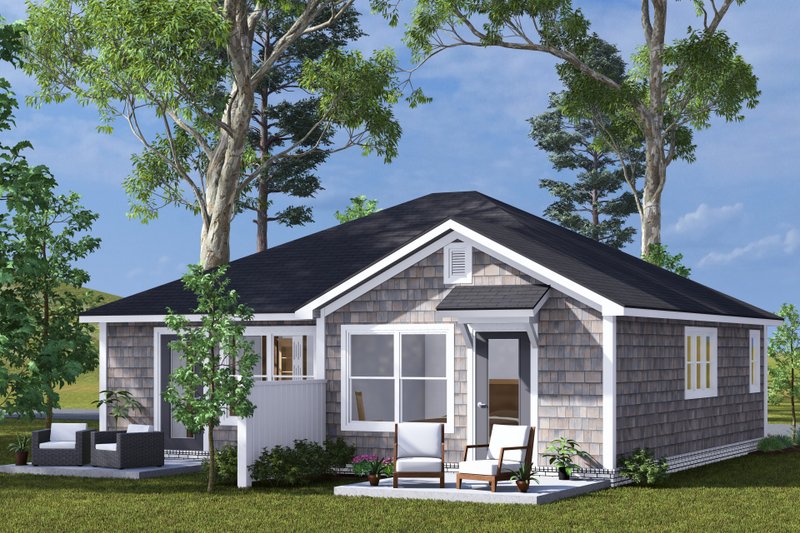 Home Plan - Exterior - Rear Elevation 1 for Cottage House Plan #513-2298 - 1 bed, 1 bath