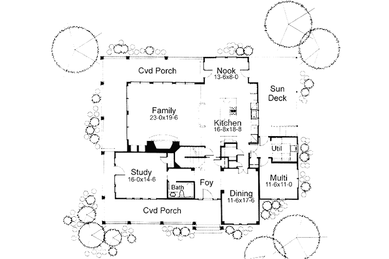 Architectural House Design - Floor Plan - Main Floor for Farmhouse House Plan #120-102 - 4 bed, 3 bath