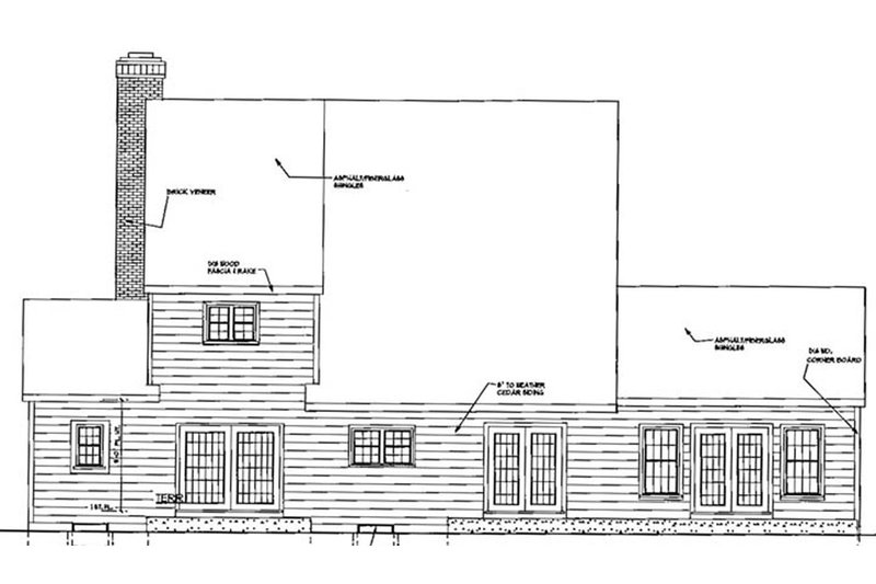 House Blueprint - Exterior - Rear Elevation for Farmhouse House Plan #3-258 - 4 bed, 2.5 bath