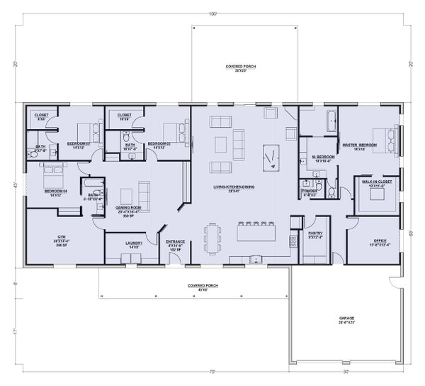 Barndominium Floor Plan - Main Floor Plan #1107-18