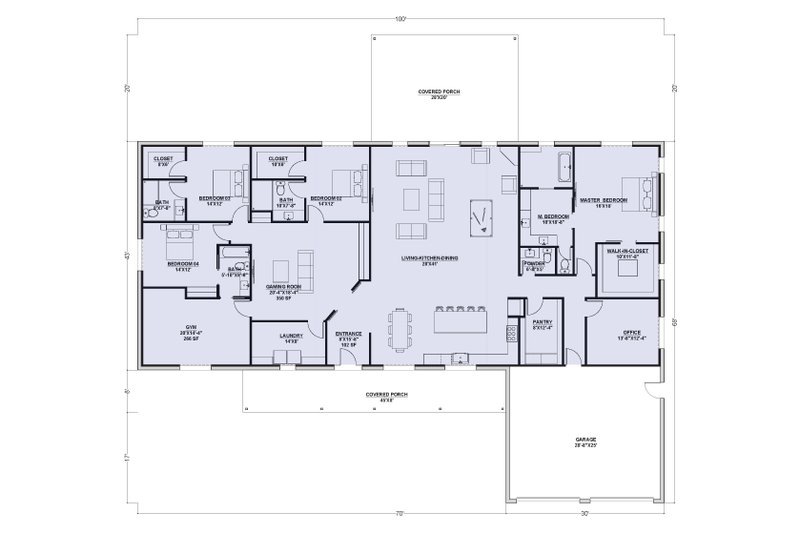 Home Plan - Floor Plan - Main Floor for Barndominium House Plan #1107-18 - 4 bed, 4.5 bath