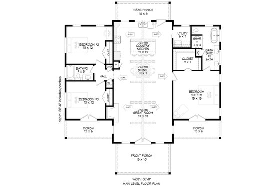 Floor Plan - Main Floor for Barndominium House Plan #932-1208 - 3 bed, 2 bath