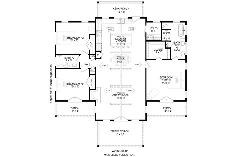 Home Plan - Floor Plan - Main Floor for Barndominium House Plan #932-1208 - 3 bed, 2 bath