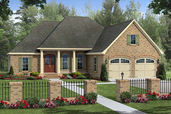 Exterior - Front Elevation for European House Plan #21-314 - 3 bed, 2 bath