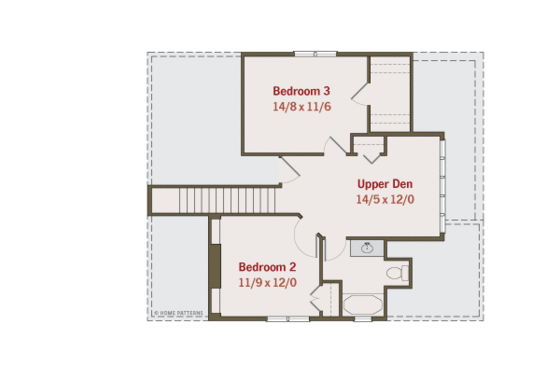 Floor Plan - Upper Floor for Craftsman House Plan #461-31 - 3 bed, 2 bath