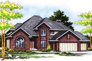 Exterior - Front Elevation for European House Plan #70-493 - 4 bed, 2.5 bath