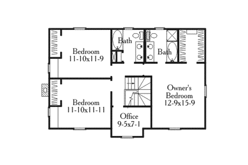 Architectural House Design - Floor Plan - Upper Floor for Farmhouse House Plan #406-219 - 3 bed, 2.5 bath