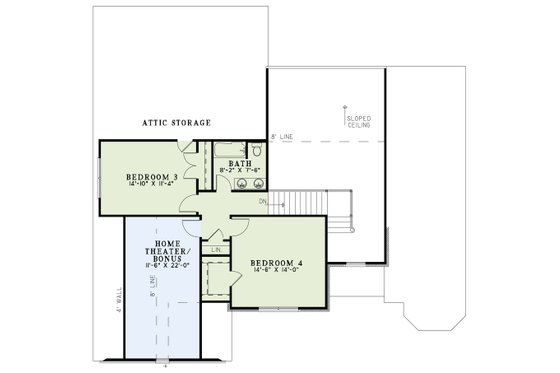 Floor Plan - Upper Floor for European House Plan #17-646 - 5 bed, 3 bath