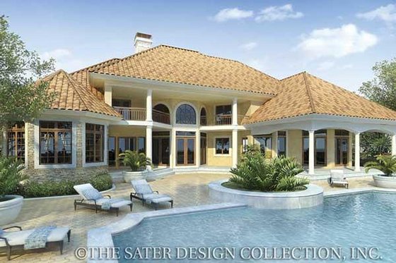 Exterior - Rear Elevation for Mediterranean House Plan #930-42 - 4 bed, 3.5 bath