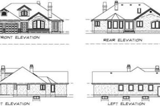 Exterior - Rear Elevation for European House Plan #47-381 - 3 bed, 2 bath