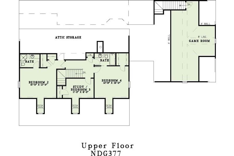Dream House Plan - Floor Plan - Upper Floor for Southern House Plan #17-299 - 4 bed, 3.5 bath