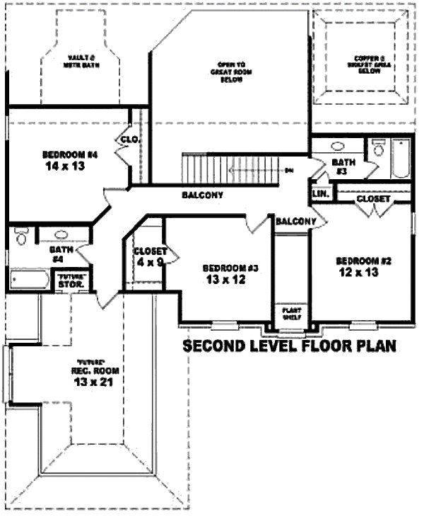 European Floor Plan - Upper Floor Plan #81-13736