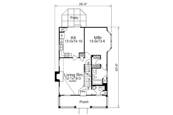 Floor Plan - Main Floor for Country House Plan #57-301 - 3 bed, 2.5 bath