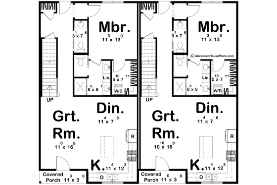 Floor Plan - Main Floor for Farmhouse House Plan #455-707 - 4 bed, 2.5 bath