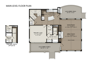 Floor Plan - Main Floor for Cabin House Plan #1108-9 - 3 bed, 2.5 bath