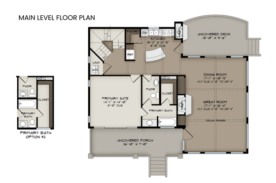 Floor Plan - Main Floor for Cabin House Plan #1108-9 - 3 bed, 2.5 bath