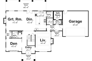 Floor Plan - Main Floor for Colonial House Plan #455-467 - 3 bed, 3.5 bath