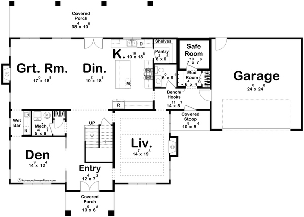 House Blueprint - Colonial Floor Plan - Main Floor Plan #455-467