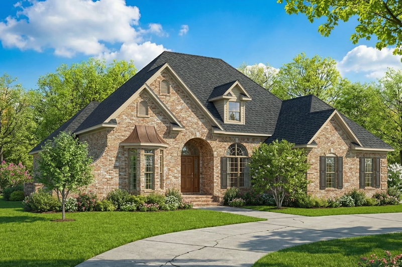 House Plan Design - Exterior - Front Elevation 3 for European House Plan #17-1042 - 4 bed, 2.5 bath