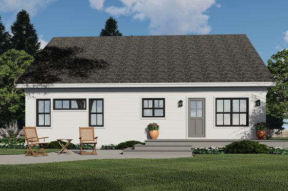 Exterior - Rear Elevation 1 for Farmhouse House Plan #51-1203 - 3 bed, 2.5 bath