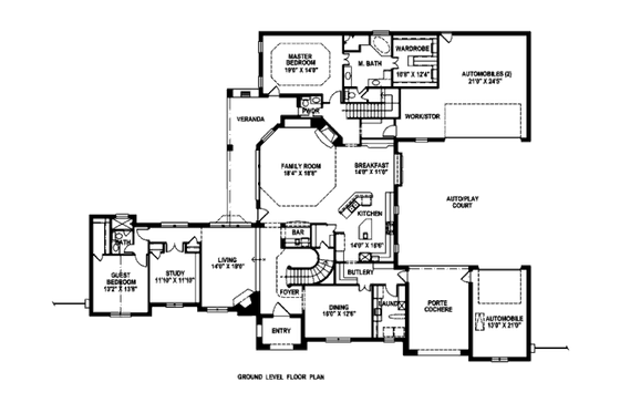 Floor Plan - Main Floor for European House Plan #141-289 - 5 bed, 4.5 bath