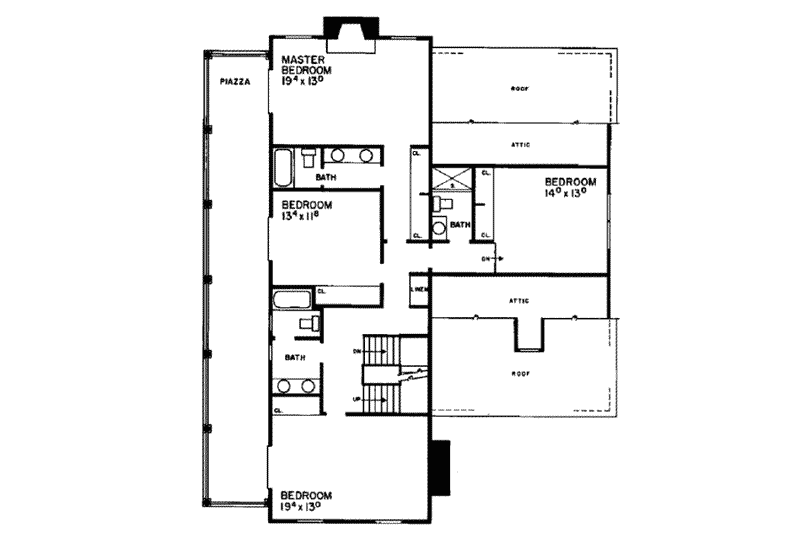 Home Plan - Floor Plan - Upper Floor for Southern House Plan #72-357 - 5 bed, 6 bath