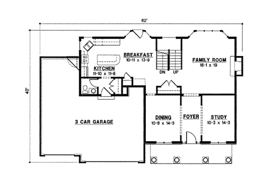 Floor Plan - Main Floor for Southern House Plan #67-837 - 4 bed, 3 bath