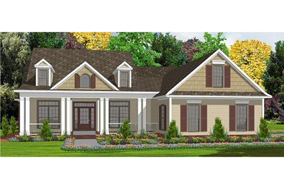 Exterior - Front Elevation for Southern House Plan #63-164 - 5 bed, 3 bath