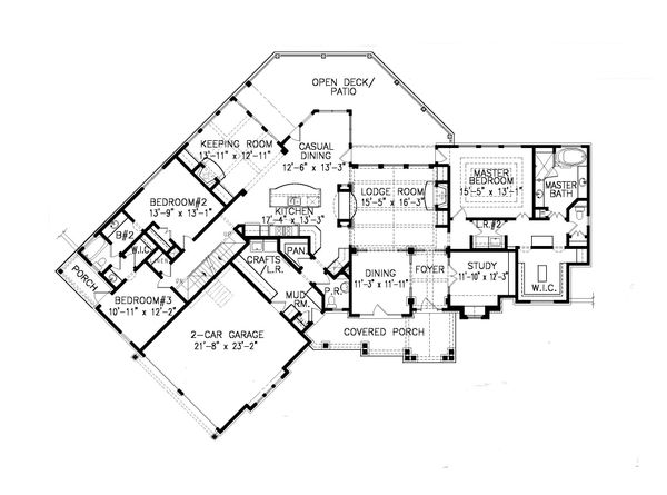 Architectural House Design - Craftsman Floor Plan - Main Floor Plan #54-415