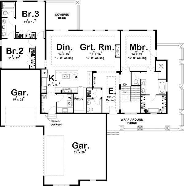 Craftsman Style House Plan - 3 Beds 2.5 Baths 2135 Sq/Ft Plan #455-215 ...