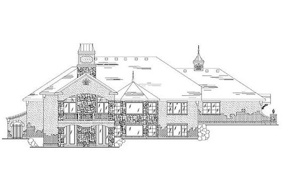 Exterior - Rear Elevation for European House Plan #5-276 - 5 bed, 3.5 bath
