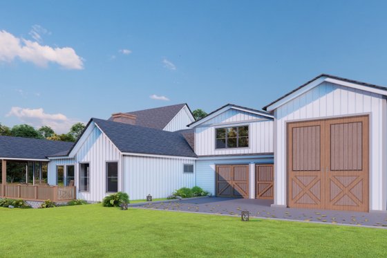 Exterior - Rear Elevation 1 for Farmhouse House Plan #54-471 - 3 bed, 2.5 bath