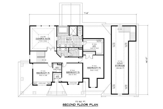 Floor Plan - Upper Floor for Colonial House Plan #51-321 - 4 bed, 2.5 bath