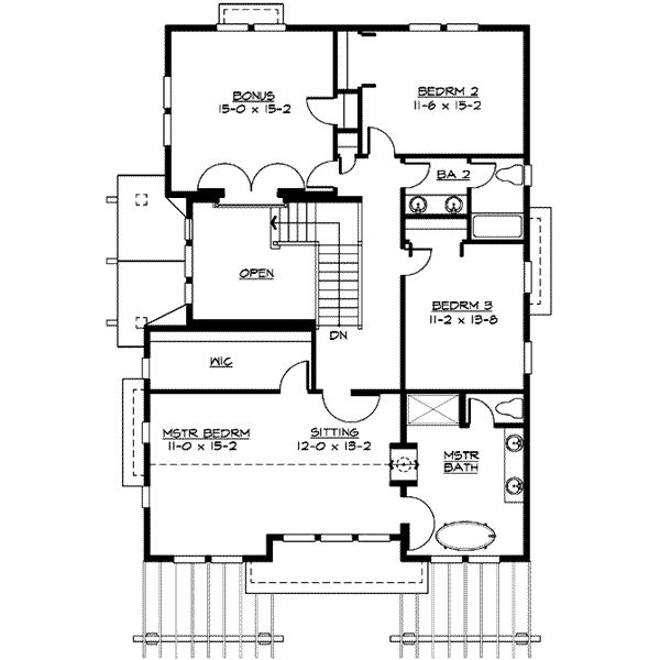 Craftsman Floor Plan - Upper Floor Plan #132-133