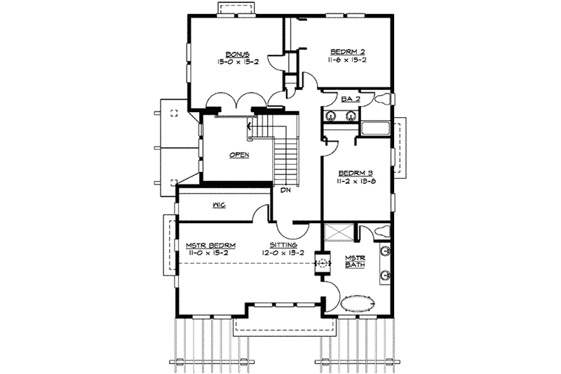 Home Plan - Floor Plan - Upper Floor for Craftsman House Plan #132-133 - 3 bed, 2.5 bath