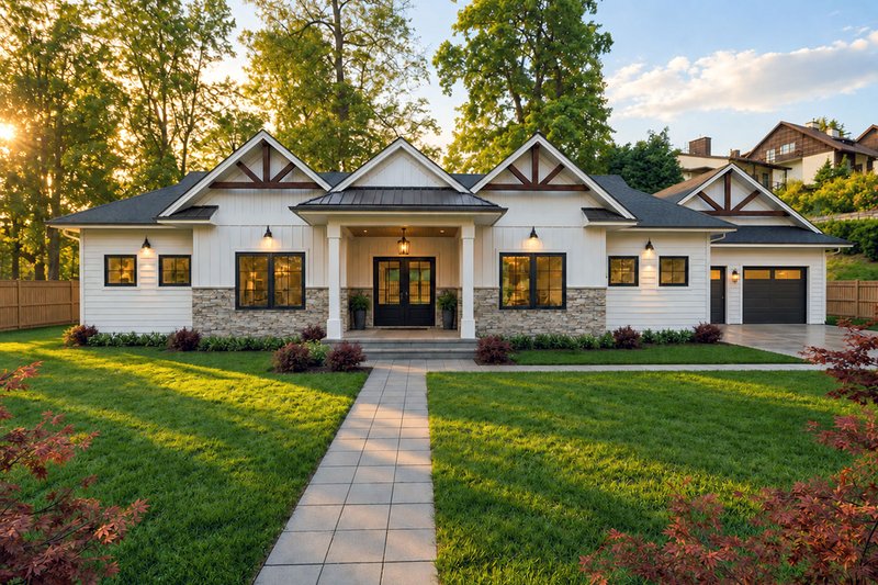 Exterior - Front Elevation 2 for Country House Plan #1101-76 - 3 bed, 2.5 bath