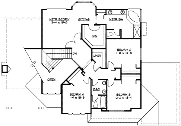 Craftsman Floor Plan - Upper Floor Plan #132-142