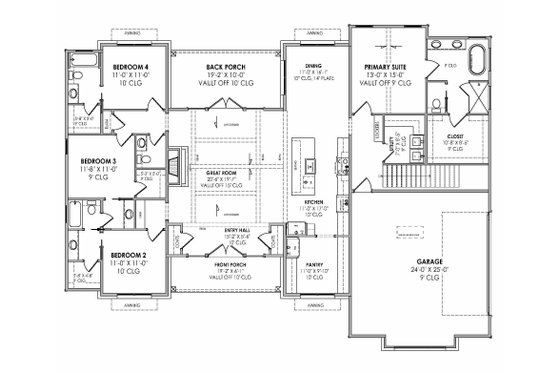 Floor Plan - Main Floor for European House Plan #1096-85 - 4 bed, 3.5 bath